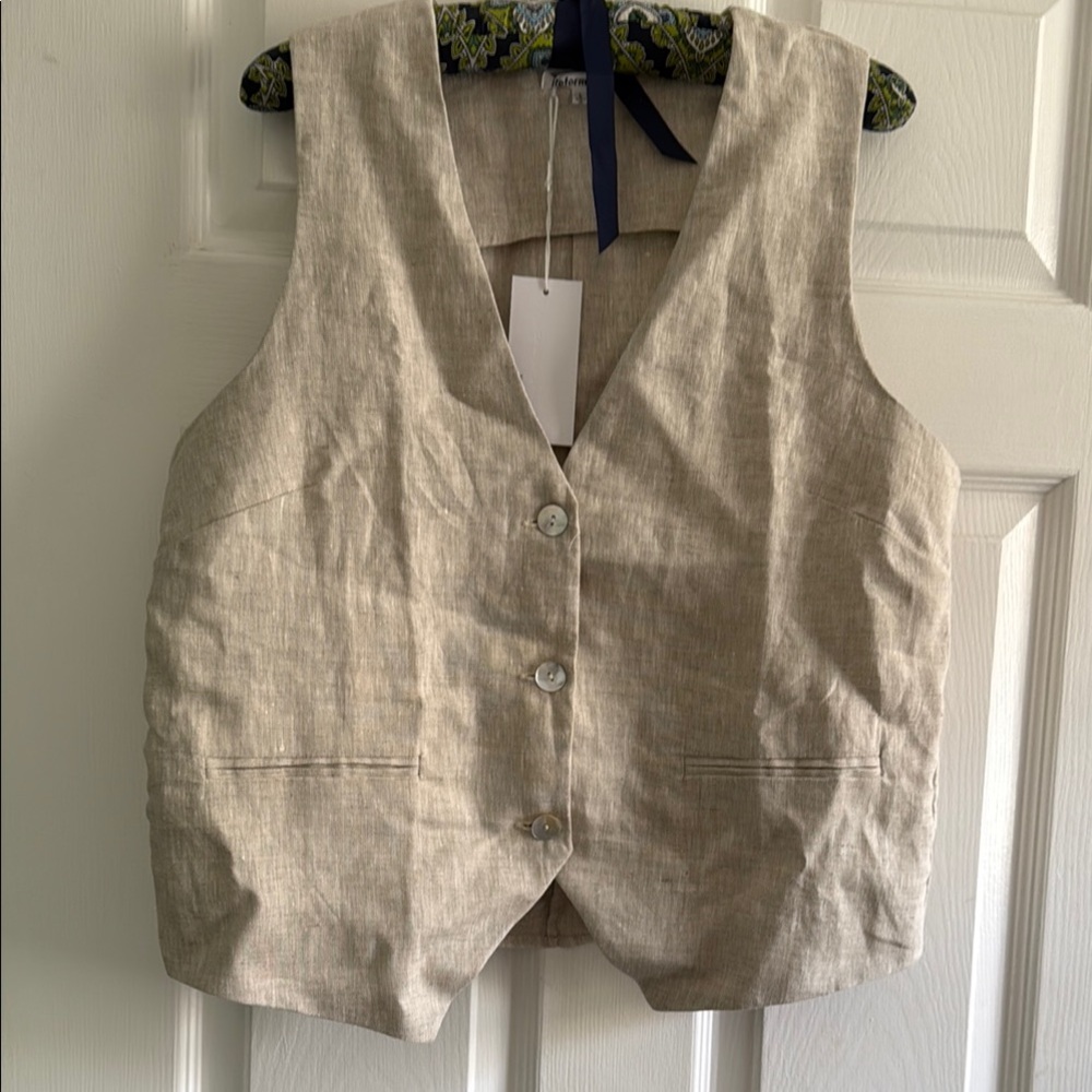 Reformation Tan Linen Vest Top